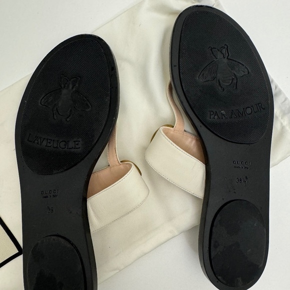 Gucci GG Thong Sandals* Eu 38.5/39* Beige Flat Flip Flop Marmont Logo - Picture 5 of 8